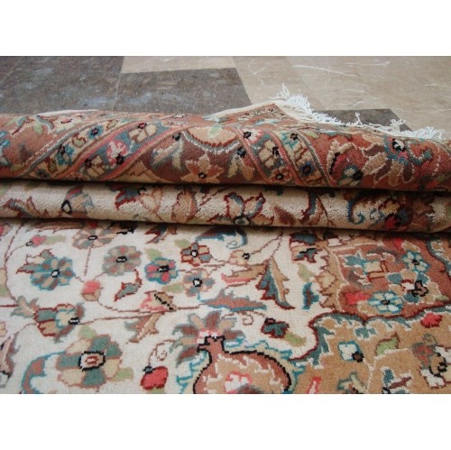 Ahmedani Exclusive Moon Medallion Floral Oriental Hand Knotted Wool Silk Carpet 9.2' x 6.1' Area Rug - Multi-Colour