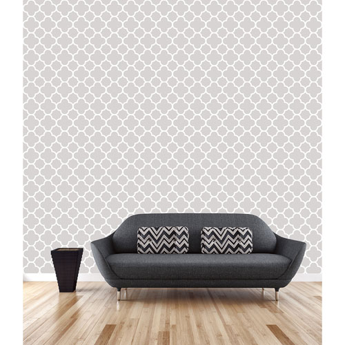 Papier peint Symetrie Quatrefoil d'A-Street Prints - Gris original