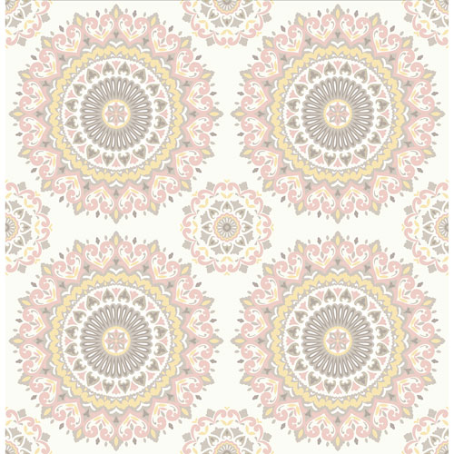 A Street Prints Kismet Boho Medallion Wallpaper Gemma Light Pink