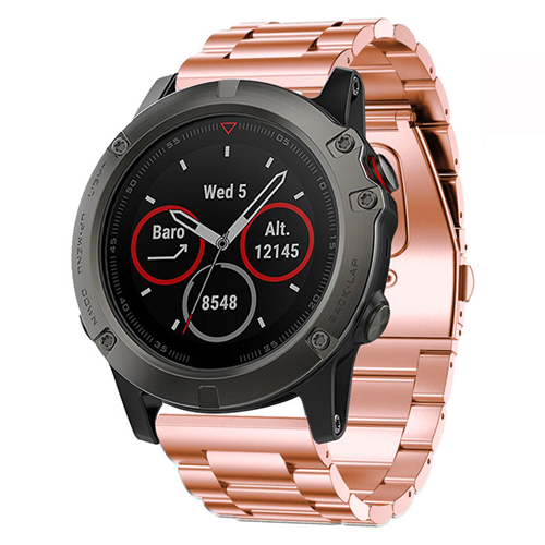 Stainless Steel H-Link Strap for Garmin Fenix 3 in Rose Gold