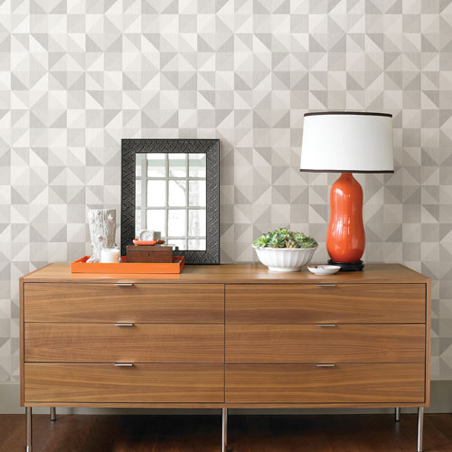 A-Street Prints Geometrie Puzzle Geometric Wallpaper - Light Grey