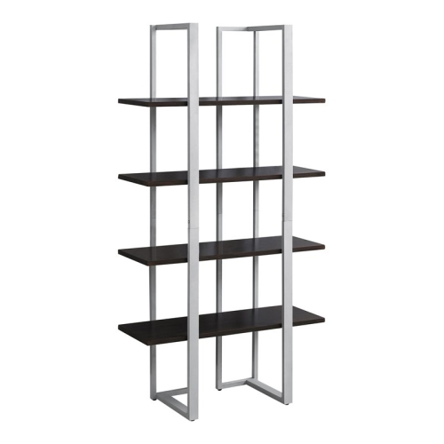 MONARCH  "bookcase - 60""h / Cappuccino / Metal" In Silver