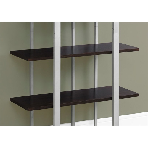 BOOKCASE - 60"H / CAPPUCCINO / SILVER METAL