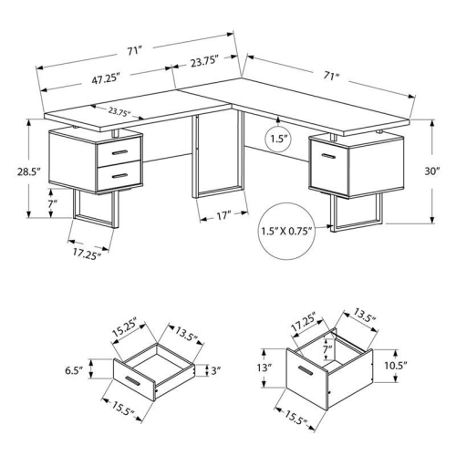 COMPUTER DESK - 70"L / CAPPUCCINO LEFT OR RIGHT FACING
