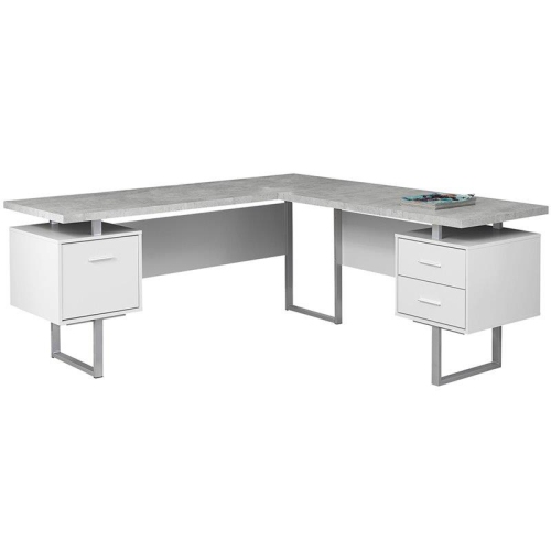 MONARCH  Computer Desk - 70"l / Cement-Look Left/right Face In White