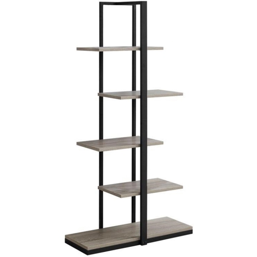 BOOKCASE - 60"H / DARK TAUPE / BLACK METAL