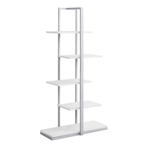 BOOKCASE - 60"H / WHITE / SILVER METAL