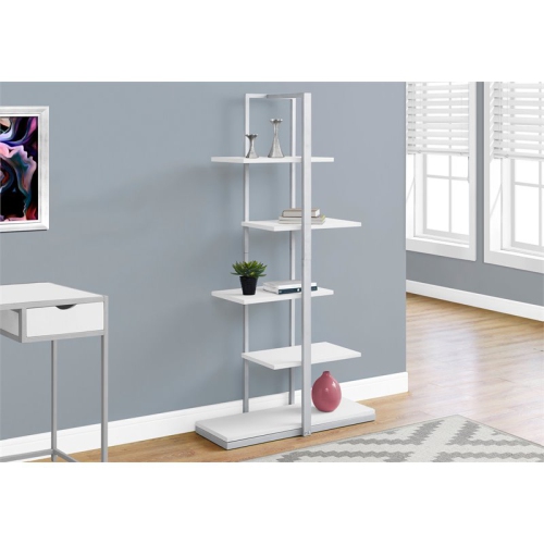 BOOKCASE - 60"H / WHITE / SILVER METAL