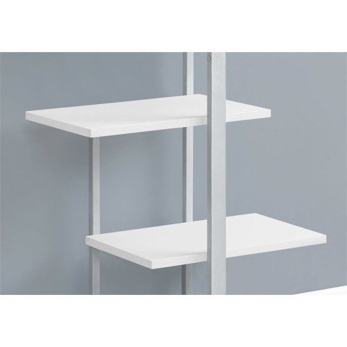 BOOKCASE - 60"H / WHITE / SILVER METAL