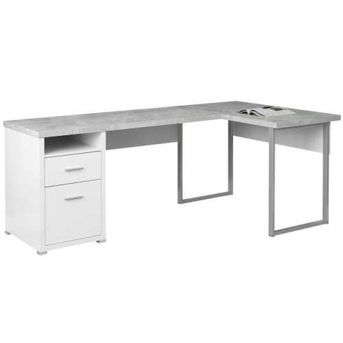 MONARCH  "computer Desk - 80""l / Cement-Look Left/right Face" In White