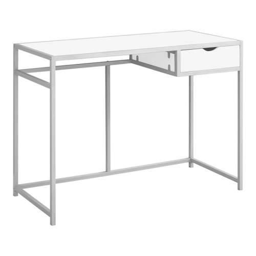 MONARCH  Computer Desk - 42"l / / Silver Metal In White