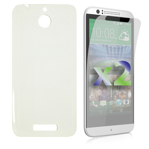 Exian HTC Desire 510 Screen Protecots X 2 and TPU Slim Case Transparent Clear