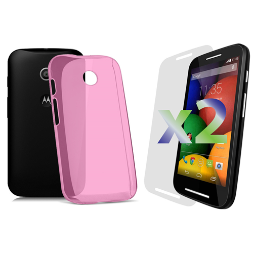 Exian Fitted Soft Shell Case for Motorola E - Hot Pink