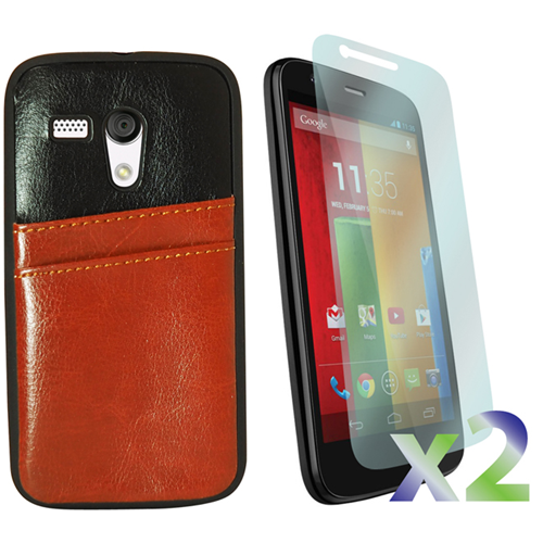 Exian Fitted Soft Shell Case for Motorola G - Black/Brown