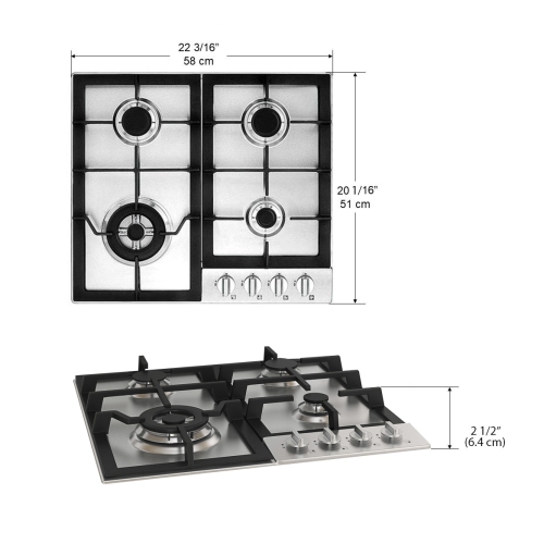 Ancona 24" 4 -Burner Gas Cooktop in Stainless Steel