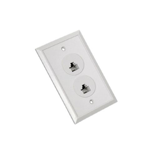 RJ12 Dual Outlet Flush Wall Plate - WH