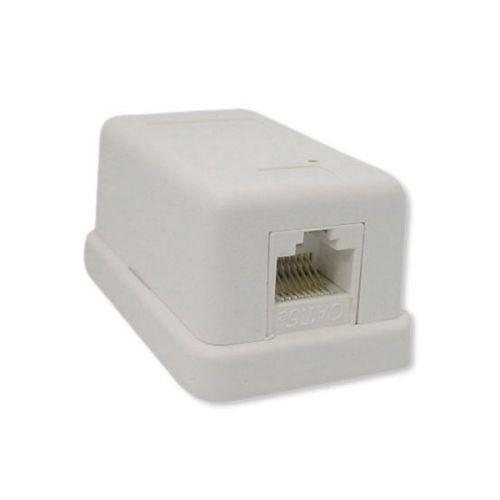 1Port CAT5e Loaded Surface Wall Plate-WH