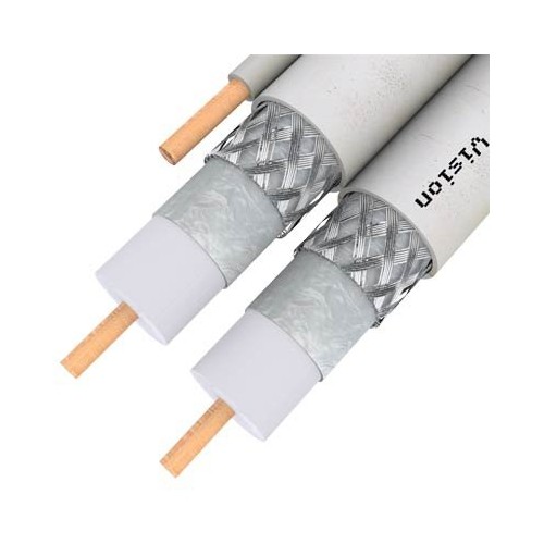 RG6 Dual with Ground Coaxial Cable Solid Copper Conductor - White - 500ft