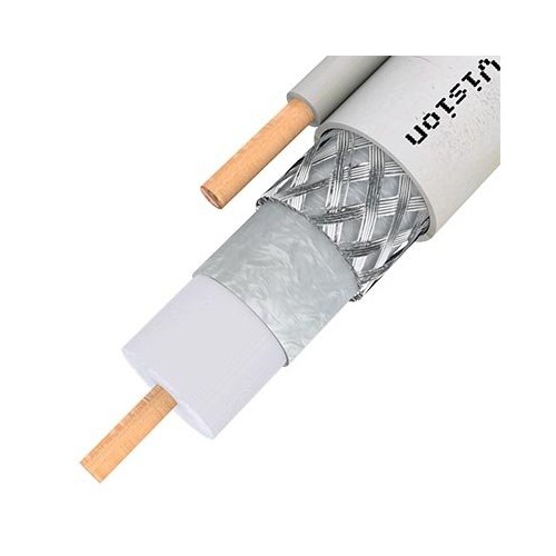 RG6 Single with Messenger Coaxial Cable Solid Copper Conductor - White - 1,000ft