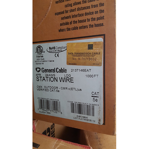 General Cable GenSpeed CMX Outdoor CMR Cat5e Cable Grey - 1,000ft