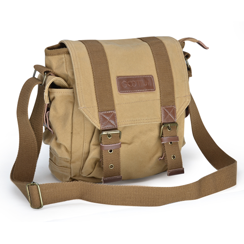 Gootium Vintage Canvas Messenger Bag Small Shoulder Bag Crossbody Satchel, Khaki