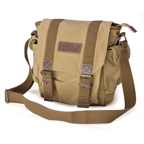 Gootium Vintage Canvas Messenger Bag Small Shoulder Bag Crossbody Satchel, Khaki