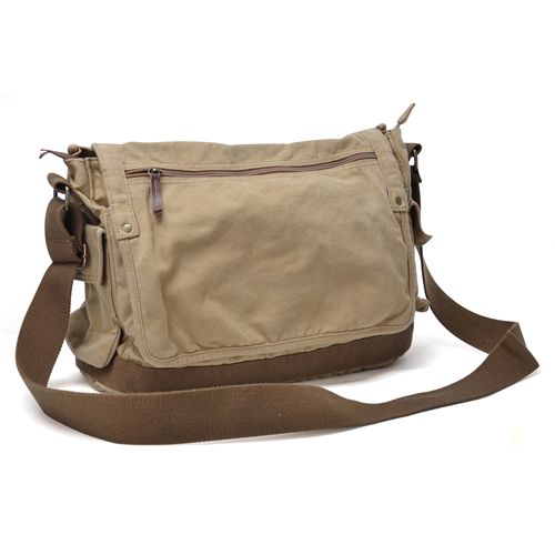 Sac messager classique en toile au fini antique de Gotium, kaki