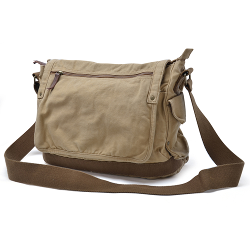 Sac messager classique en toile au fini antique de Gotium, kaki