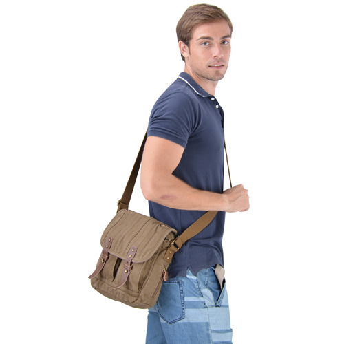 Gootium Small Vintage Canvas Messenger Bag Unisex Crossbody Shoulder Satchel, Army Green