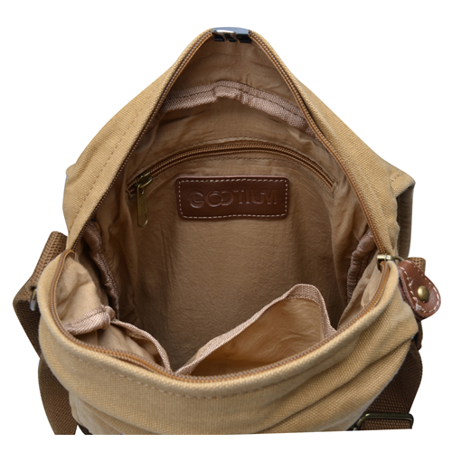 Gootium Small Vintage Canvas Messenger Bag Unisex Crossbody Shoulder Satchel, Khaki
