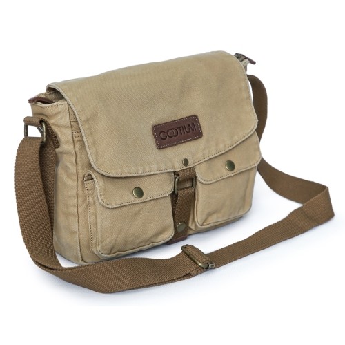 Gootium Canvas Messenger Bag - Vintage Crossbody Shoulder Bag Military Satchel, Khaki