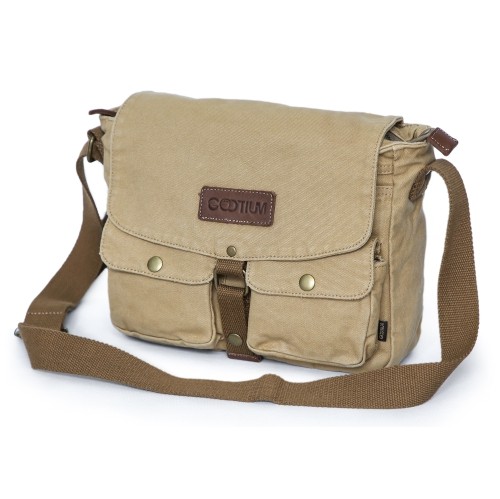 Gootium Canvas Messenger Bag - Vintage Crossbody Shoulder Bag Military Satchel, Khaki