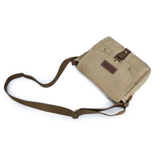 Gootium Canvas Messenger Bag - Vintage Crossbody Shoulder Bag Military Satchel, Khaki