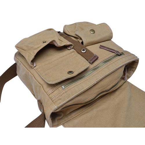 Gootium Canvas Messenger Bag - Vintage Crossbody Shoulder Bag Military Satchel, Khaki