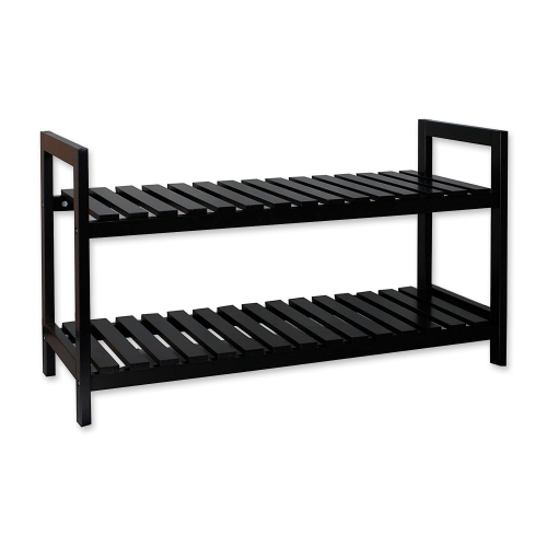 ITY International - 2 Tier MDF Shoe Rack, 27.5" x 10.62" x 15.75", Black