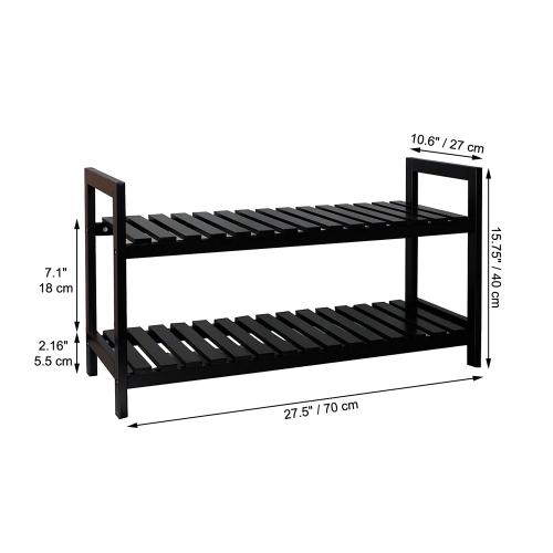 ITY International - 2 Tier MDF Shoe Rack, 27.5" x 10.62" x 15.75", Black