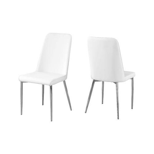 DINING CHAIR - 2PCS / 37"H / WHITE LEATHER-LOOK / CHROME