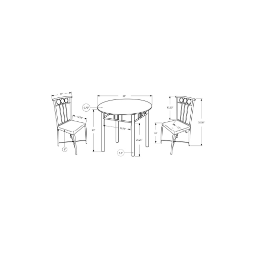 DINING SET - 3PCS SET / BLACK METAL AND TOP