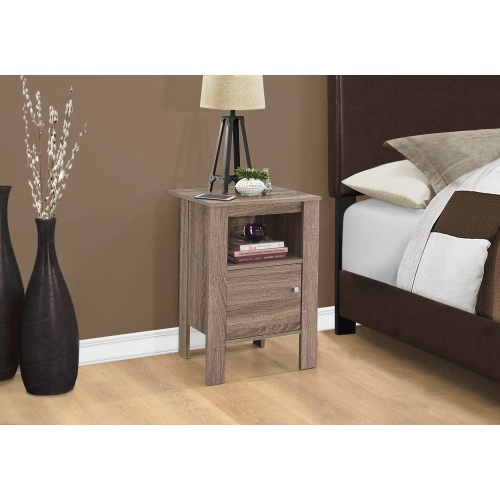 ACCENT TABLE - DARK TAUPE NIGHT STAND WITH STORAGE