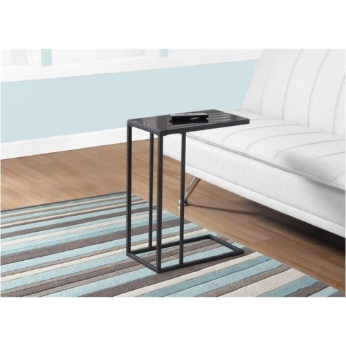 Accent Table C-shaped End Side Snack Living Room Bedroom Metal Black