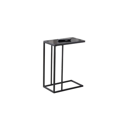 Accent Table C-shaped End Side Snack Living Room Bedroom Metal Black