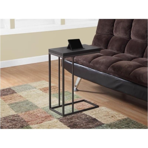 Accent Table C-shaped End Side Snack Living Room Bedroom Metal Brown