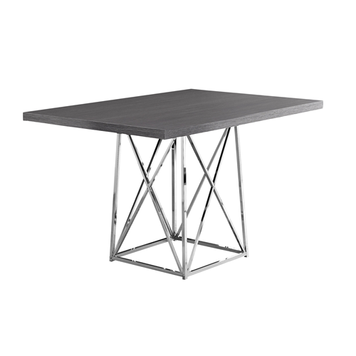 DINING TABLE - 36"X 48" / GREY / CHROME METAL