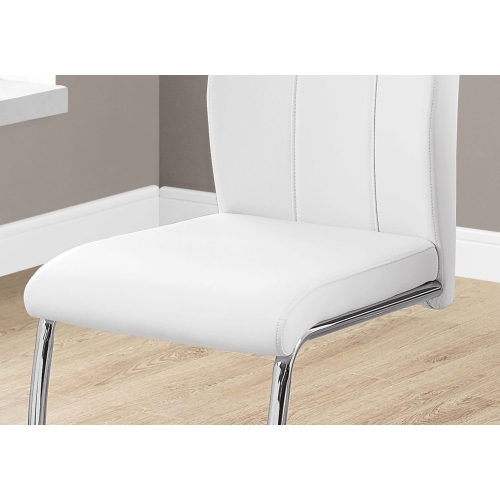 DINING CHAIR - 2PCS / 39"H / WHITE LEATHER-LOOK / CHROME
