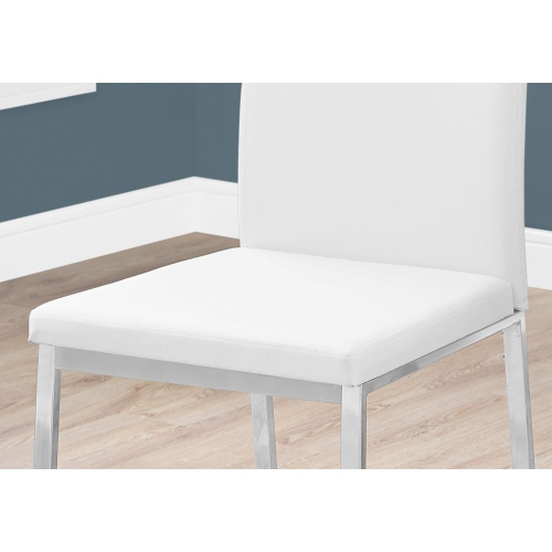 DINING CHAIR - 2PCS / 38"H / WHITE LEATHER-LOOK / CHROME