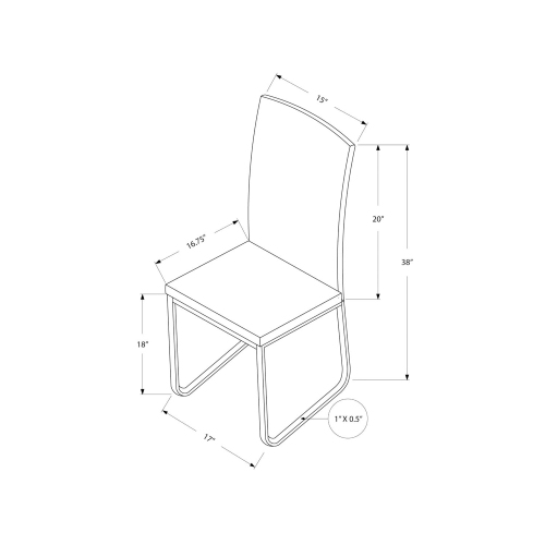 DINING CHAIR - 2PCS / 38"H / WHITE LEATHER-LOOK / CHROME