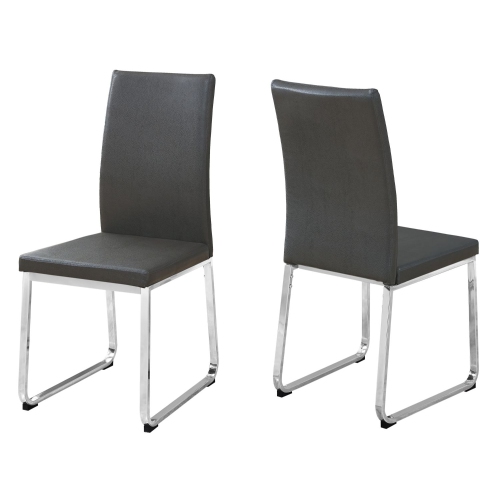 MONARCH  Dining Chair - 2PCs / 38"h / Leather-Look / Chrome In Grey