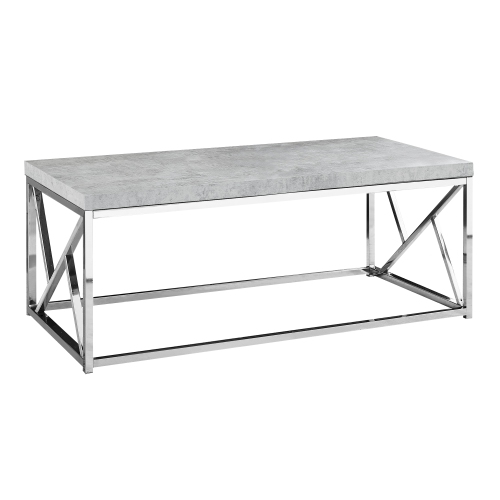 MONARCH  Coffee Table - Cement With Chrome Metal In Grey