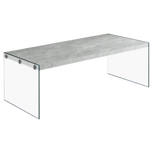 Image 1 of 5.. COFFEE TABLE - GREY CEMENT WITH TEMPERED GLASS