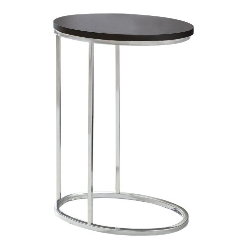 ACCENT TABLE - OVAL / CAPPUCCINO WITH CHROME METAL